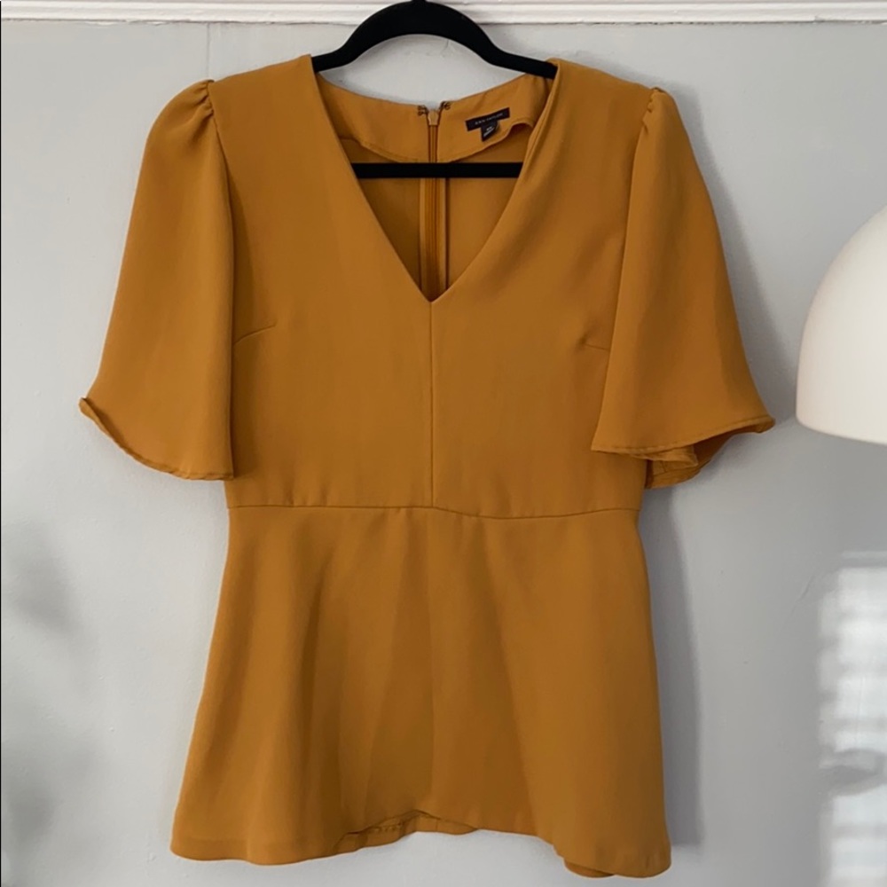 Ann Taylor Mustard Peplum Top